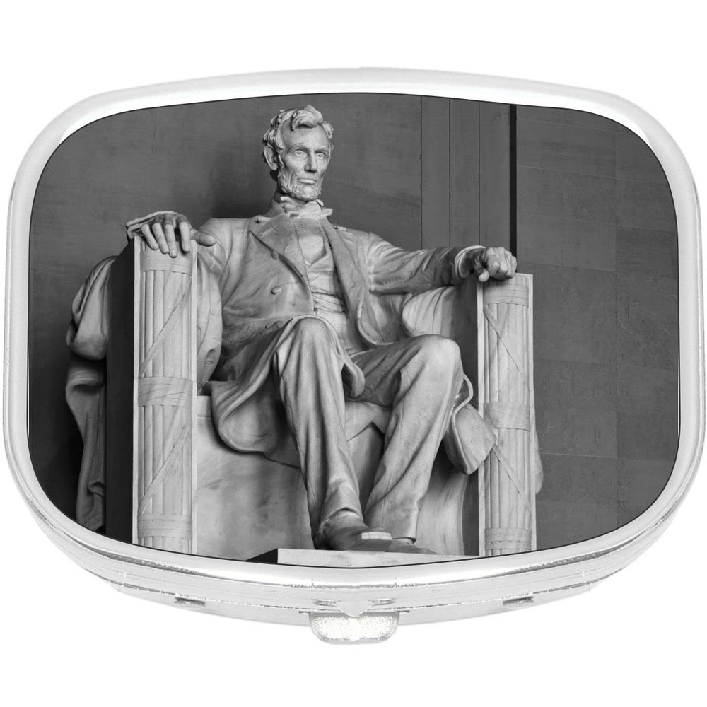 Abraham Lincoln Rectangle Pill Box Medicine and Vitamin Dispenser