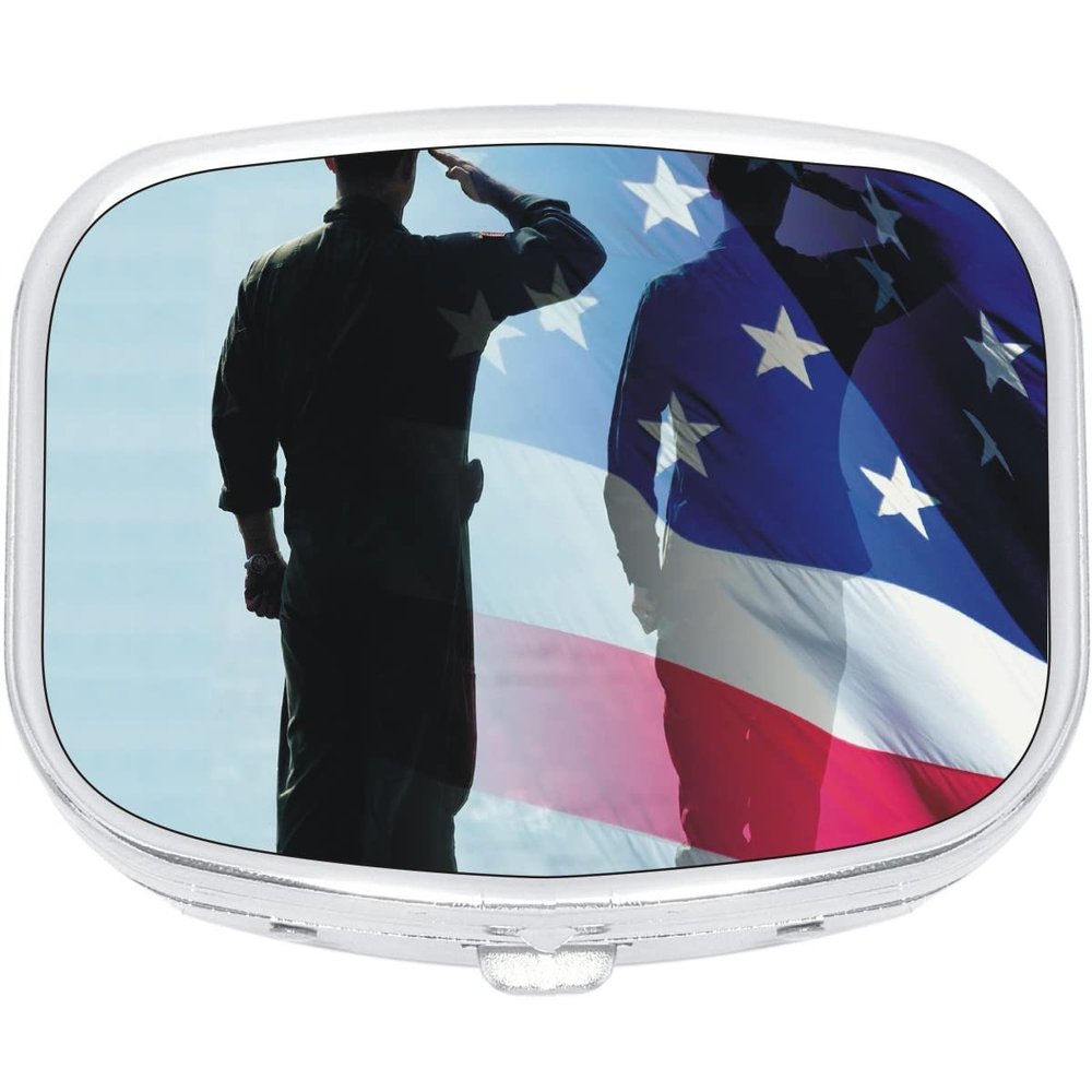 a Soldiers Salute Rectangle Pill Box Medicine and Vitamin Dispenser