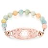 Divoti Custom Engraved Medical Bracelet for Women | 6.5" Morganite Beaded Chain with Lobster Claw | Stainless Steel Filigree Pendant Tag | Horizontally Connected, Interchangeable - (White Caduceus) view 1