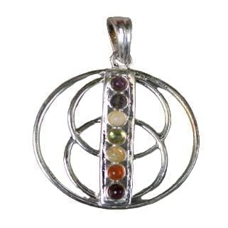 Hijet Gourgeous Metal Seven Chakra Pendant Chakra Balancing Stone Jewellry for Unisex,Men Or Women (Tripple Circle)