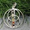 Hijet Gourgeous Metal Seven Chakra Pendant Chakra Balancing Stone Jewellry for Unisex,Men Or Women (Tripple Circle) view 2