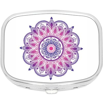 Mandala Print Rectangle Pill Box Medicine and Vitamin Dispenser