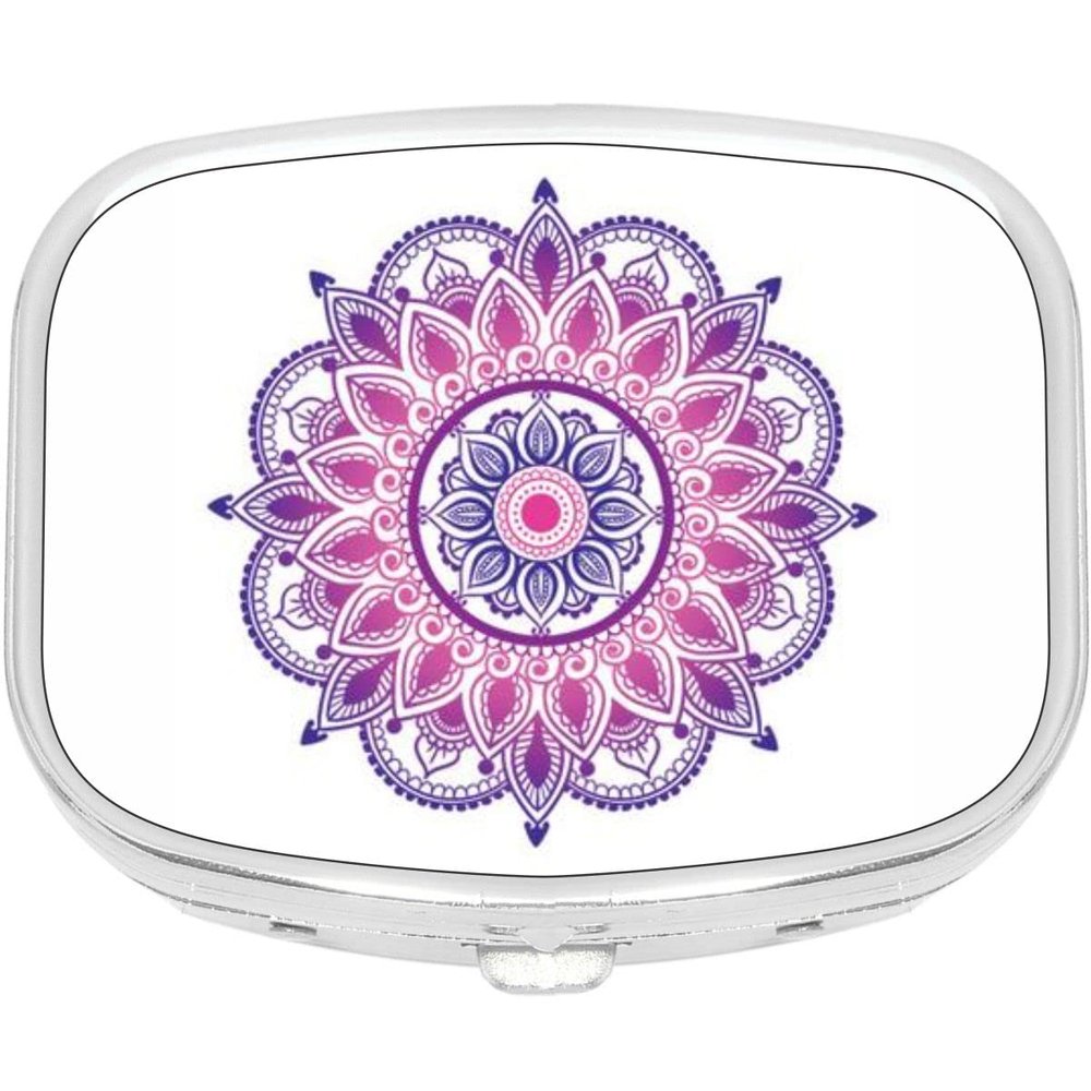 Mandala Print Rectangle Pill Box Medicine and Vitamin Dispenser