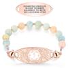 Divoti Custom Engraved Medical Bracelet for Women | 6" Morganite Beaded Chain with Lobster Claw | Stainless Steel Filigree Pendant Tag | Horizontally Connected, Interchangeable - (White Caduceus) view 1