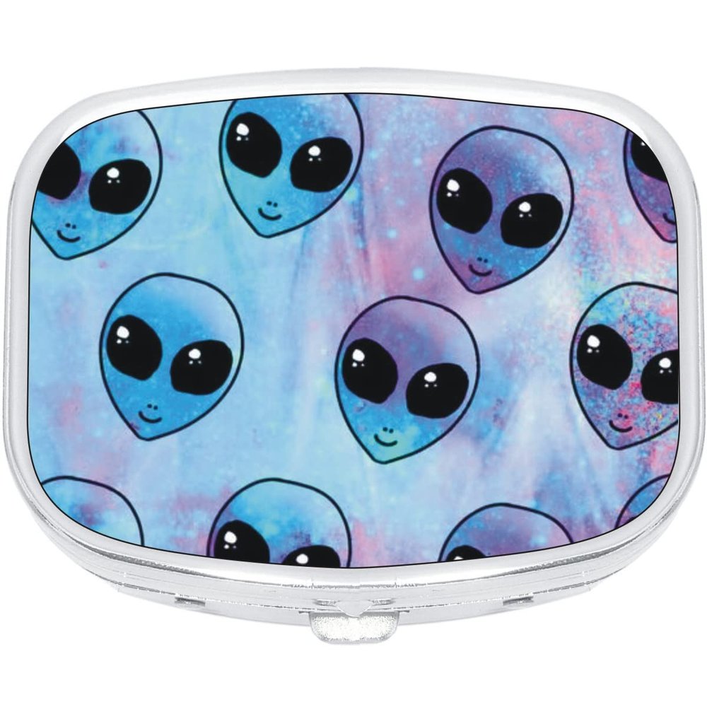 Alien Heads Rectangle Pill Box Medicine and Vitamin Dispenser