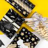 MAYPLUSS Graduation Gift Wrapping Paper Roll - 17in x 120in Per Roll - Black Gold Foil Star, Stripe & Graduation Cap Gift Wrap Paper Sheets for Party, High School, College, Annusarily Back to School view 2