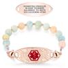 Divoti Custom Engraved Medical Bracelet for Women | 8.5" Morganite Beaded Chain with Lobster Claw | Stainless Steel Filigree Pendant Tag | Horizontally Connected, Interchangeable - (Red Caduceus) view 1