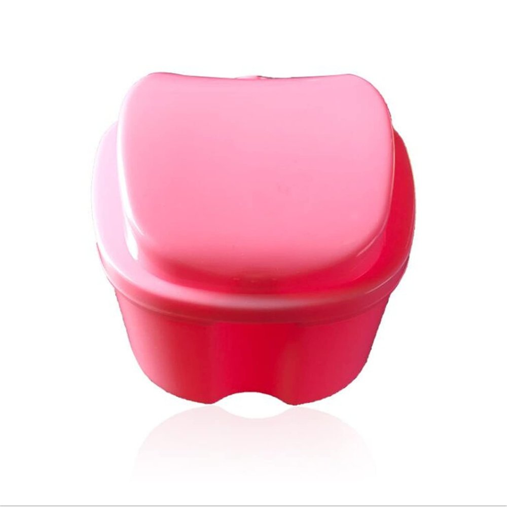 LILIYUAN False Teeth Bath Case Cup Box Holder Storage Soak Container with Strainer Basket for Travel Cleaning