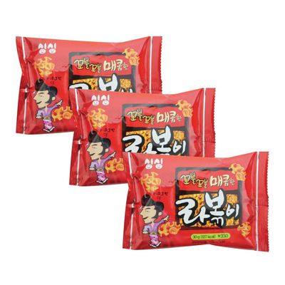 Rabokki Spicy Tteokbokki Flavor Korean Ramen Snack 30g x 3 bags, Stir-fried Rice Cake with Noodle Ramyeon Snack Topokki Flavor
