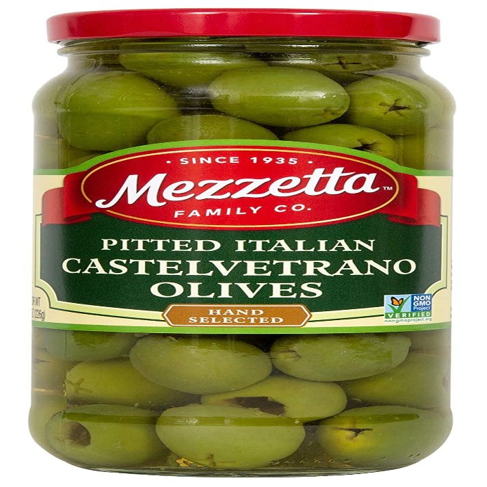Mezzetta Olives Pitted Castelvetra, 8 Oz (Pack Of 6)