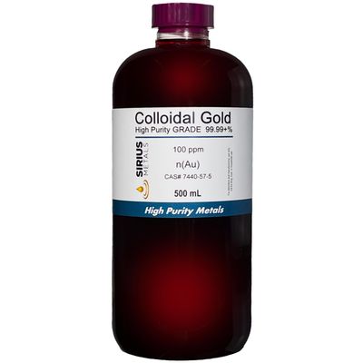 True Colloidal Gold 100 ppm - 99.99+% Purity - 500 mL (16.9 Fl Oz) in Clear BPA-Free Plastic Bottle - Made in USA