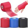 3 Rolls Pre Wrap Tape 2.75 Inch x 90 Yards Athletic Foam Underwrap Sports Pre Headbands for Hair Ankle Wrists Knees Sports(Red, Blue, Black) view 1