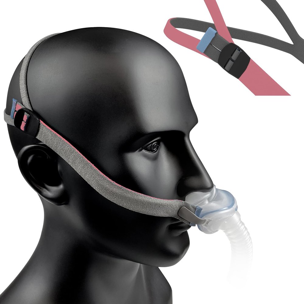 Airfit P10 / N30 Headgear Strap Upgraded CPAP Mask Replacement Straps Fully Adjustable Design Quickfit Elastic Fit for P10 / N30 Nasal Pillow System - Pink//Grey (2-Pack)