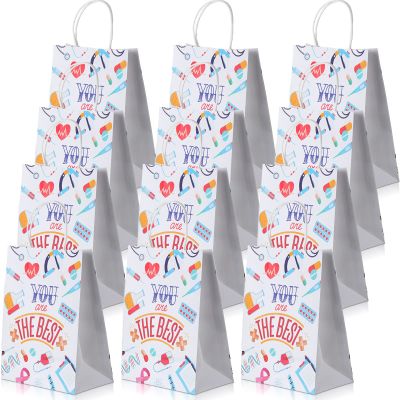 Zonon 24 Pcs Nurses Week Gift Nurse Bags Thanks for Goody Treat Bags with Handle for Appreciation Assistant Cna Medical Graduation Party,10.6 x 8.3 x 4.3 Inches (Classic Style)