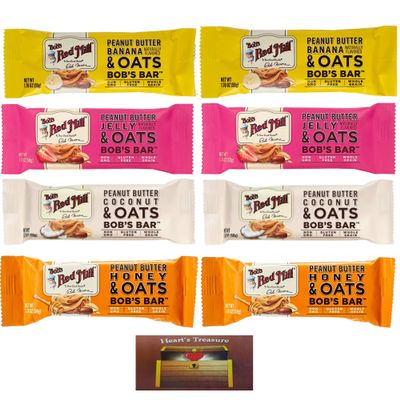 Bob's Red Mill Peanut Butter Coconut, Banana, Honey And Jelly Oat Bars 1.76 Oz., Two Of Each (8 Pack) 1.76 Ounce (Pack of 8)