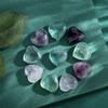 10 PCS Colorful Fluorite Crystal Heart Stone Thicken Natural Polished Love Heart Shaped Healing Stones Palm Gemstones Set Bulk Gifts Wholesale Reiki Energy Balancing Meditation Mothers Day Gifts Bulk view 3