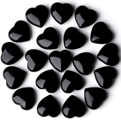 10 PCS Heart Healing Crystal Set Thicken Black Obsidian Polished Stones Palm Hearts Love Natural Cute Gemstones Bulk Reiki Energy Balancing Meditation Carved Palm Worry Stone Love Gift