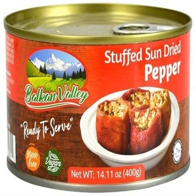 BALKAN VALLEY STUFFED SUN-DRIED PEPPER 400GR - Vegan Food - Gluten Free - Ready to Serve 400gr - Halal