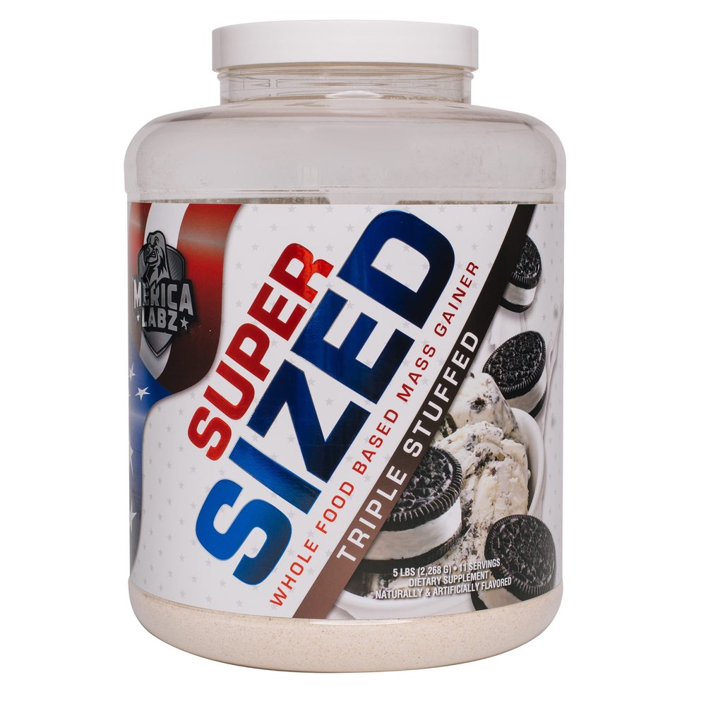 'Merica Labz Super Sized Whole Food Based Mass Gainer with 46g of Protein, Includes Digestive Enyzmes for Easy Digestion, 5 lbs (Triple Stuffed)