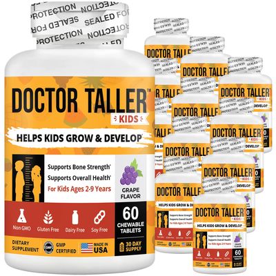 NuBest Doctor Taller Kids with Multivitamins, Multimineral, Calcium Chewable Tablets, Calcium Supplement for Kids Ages 2 to 9 - Grape Flavor - Helps Kids Healthy - 12 Pack