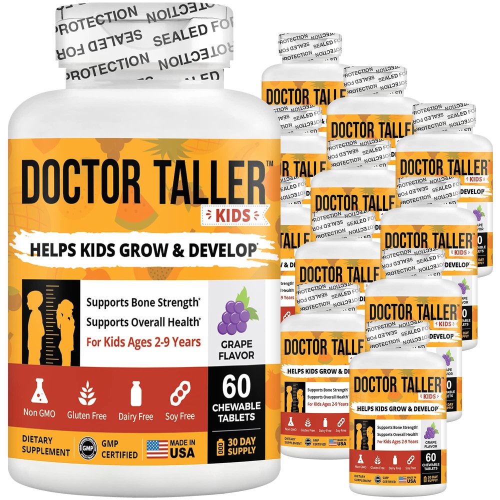 NuBest Doctor Taller Kids with Multivitamins, Multimineral, Calcium Chewable Tablets, Calcium Supplement for Kids Ages 2 to 9 - Grape Flavor - Helps Kids Healthy - 12 Pack