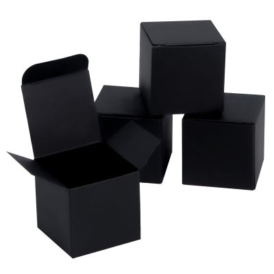 50 Pack Black Gift Boxes 2x2x2 inches, NIGNYA Small Kraft Cardboard Gifts Boxes Paper Cube Favor Box Easy Assemble Paper Gift Box with lids for Candle Packaging,Presents Birthday Christmas Wedding Party