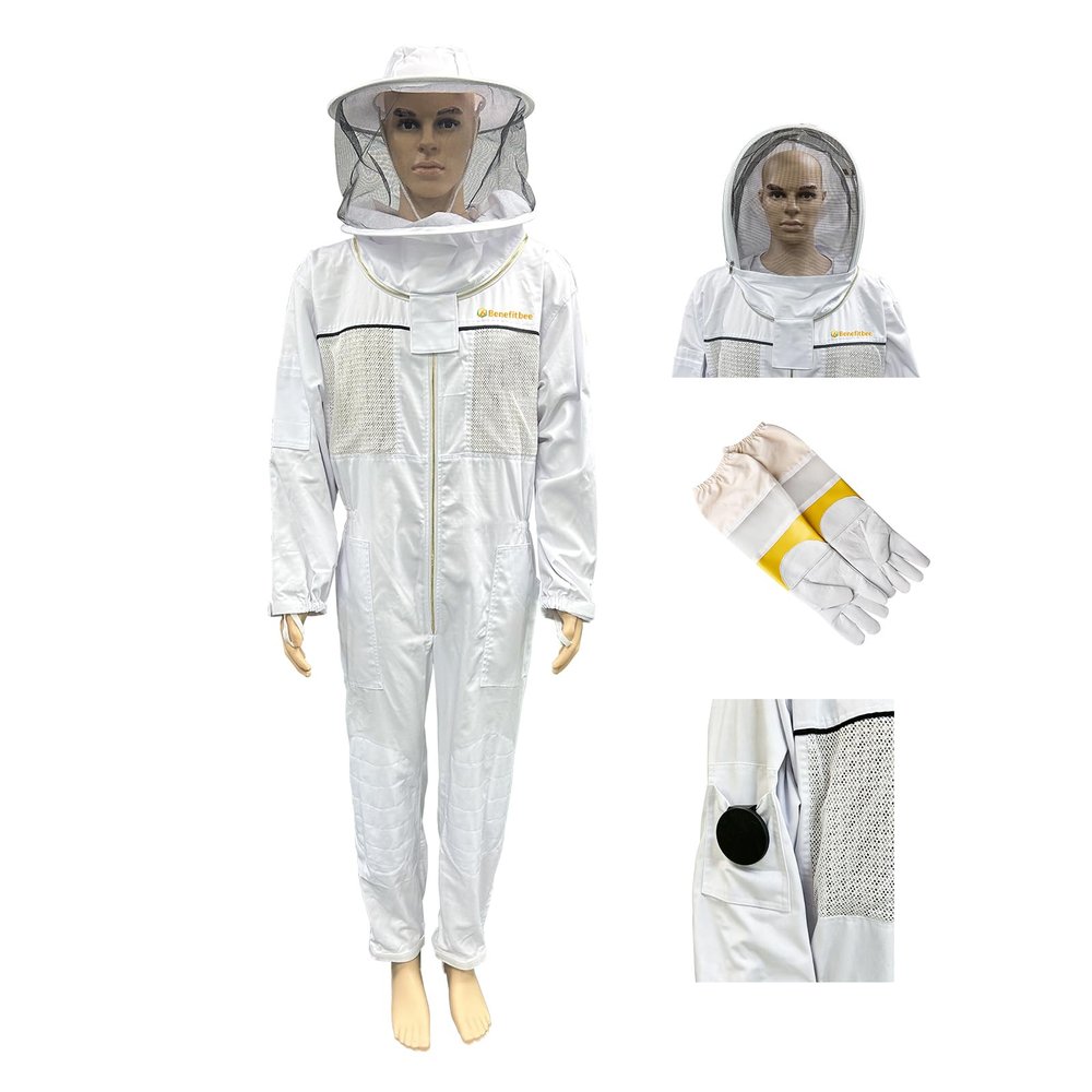 benefitbee Beekeeping Suit w/Gloves Veil, Magnetic Clip, XXL Size