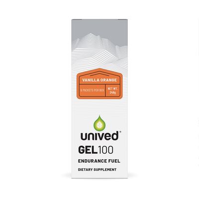 Unived Gel 100 - Vegan Energy Gel for Endurance Athletes Runners & Cyclists - 100kcal - Vanilla Orange - Pack of 6