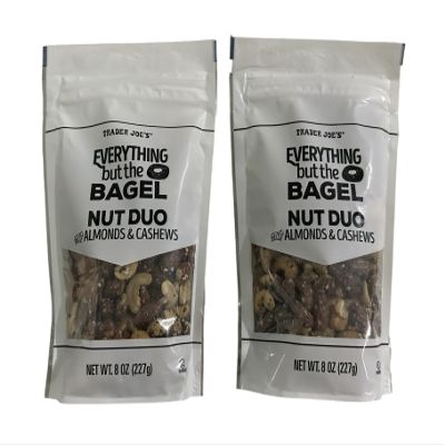 Trader Joes Everything but the Bagel Nut Duo with Almonds & Cashews 8oz 227g (Two Bags)