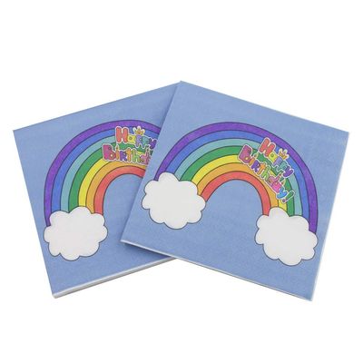 Disposable Napkins Disposable Dinner Paper Party Napkins Printed Tissue for Party Cute Rainbow Paper Napkins for Birthday Party 13 * 13 inches Pack of 20