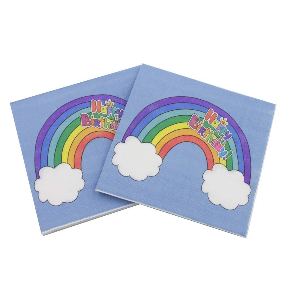 Disposable Napkins Disposable Dinner Paper Party Napkins Printed Tissue for Party Cute Rainbow Paper Napkins for Birthday Party 13 * 13 inches Pack of 20