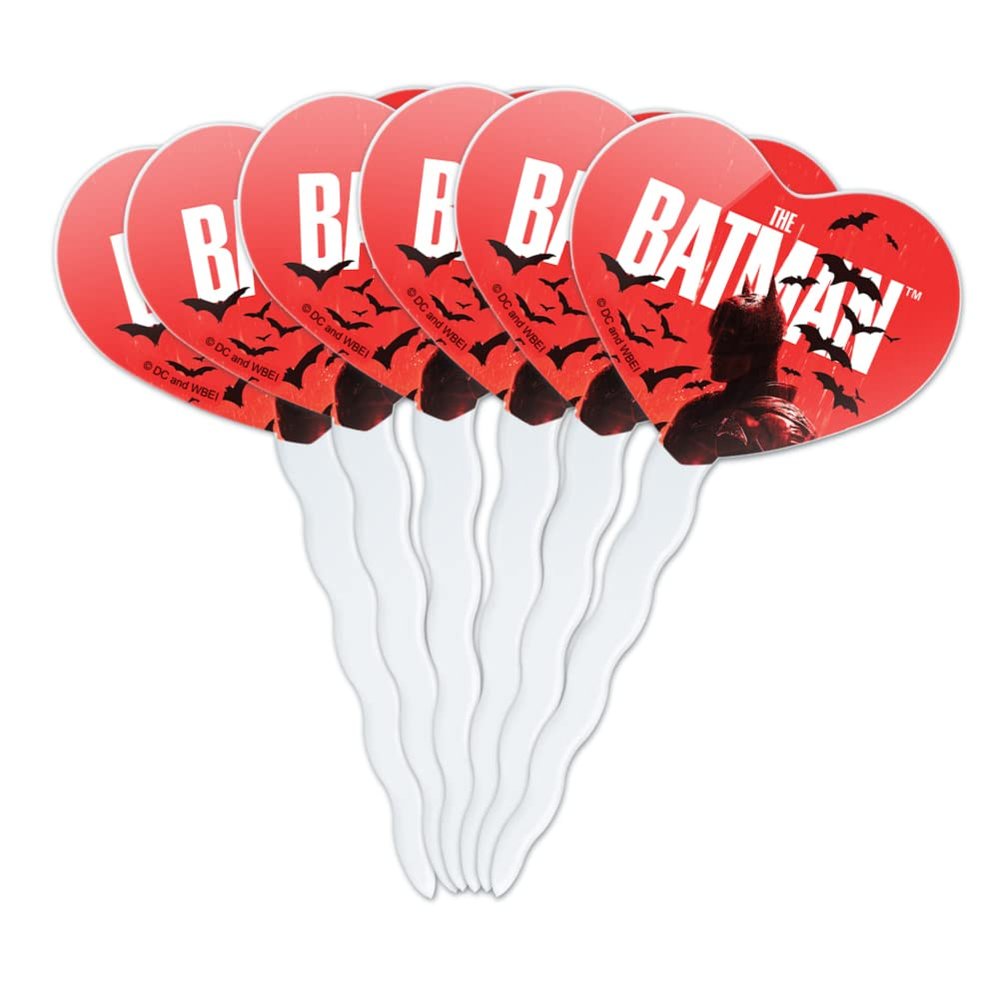 The Batman Heart Love Cupcake Picks Toppers Decoration Set of 6