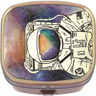 Astronaut Space Colors Brass Rectangle Pill Box