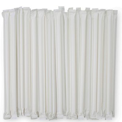 DuraHome Plastic Straws Individually Wrapped BPA Free Restaurant Style Disposable Straw (10.25" Long Straws, White)