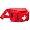 NOVAMEDIC First Aid Fanny Pack Stocked with 75 Piece Emergency Essentials, 8"x2"x6", Waist Bag w/ 3 Zippered Compartments & Adjustable Strap for Lifeguard, Hiking, Travel Men & Women, Durable, Red view 4