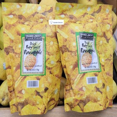 Trader Joe's2 Trader Joes Dried Fruit Dried Baby Sweet Pineapple Unsweetened & Unsulfured 6oz 170g (Two Bags)