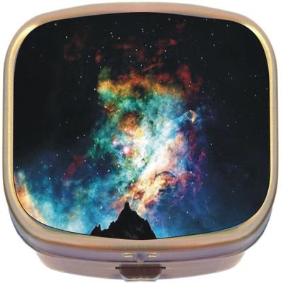 Night Sky Stars Lights Brass Rectangle Pill Box