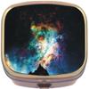 Night Sky Stars Lights Brass Rectangle Pill Box view 1