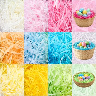 Chuangdi 1.3 lb Easter Basket Grass Bulk 600 g 21 oz Easter Basket Filler Shred Paper 12 Colors Raffia Grass for DIY Gift Boxes Bags Wrapping Filling Spring Birthday Party Decoration