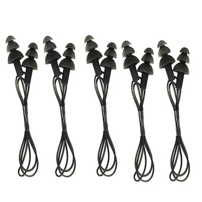CTKcom 5 Pcs Silicone Gel Soft Earplug Corded String Ear Plugs for Swimming,Pack of 5,Black