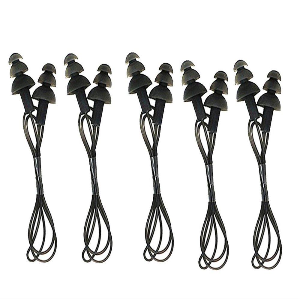 CTKcom 5 Pcs Silicone Gel Soft Earplug Corded String Ear Plugs for Swimming,Pack of 5,Black