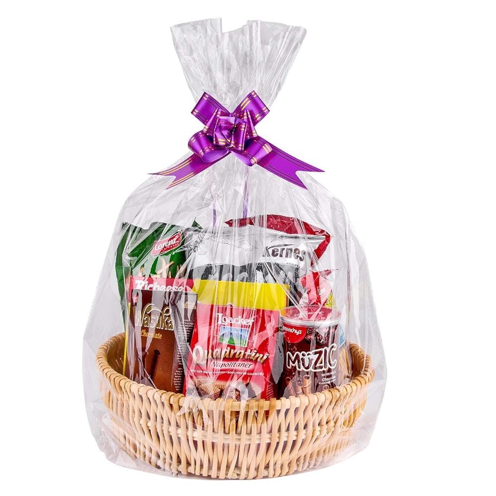 Awpeye Clear Basket Bags 20Pack Large Cellophane Gift Bags for Baskets Cellophane Wrap for Gift 2 Mil Thick (26"x33")