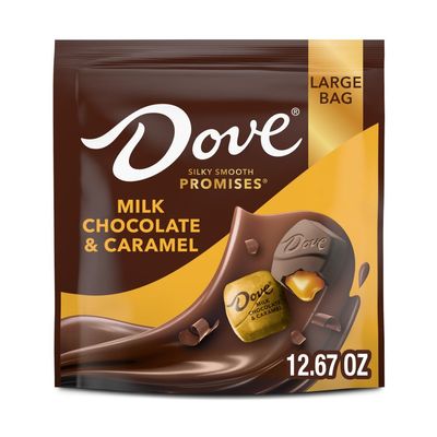 DOVE PROMISES Milk Chocolate & Caramel Candy, Chocolates Individually Wrapped, Candy Bulk Bag, 12.67 Oz Large Bag