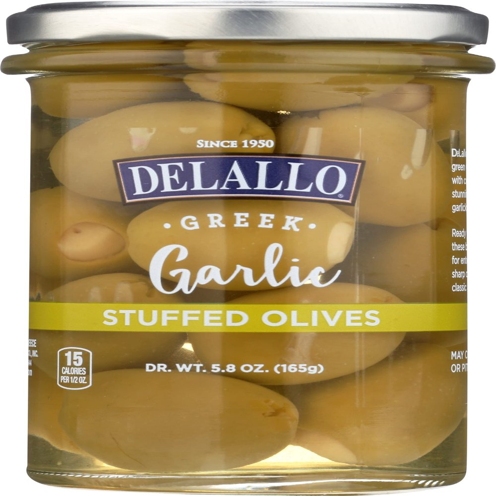 Delallo Olive Garlic Stuffed, 5.8 Oz (Pack Of 6)