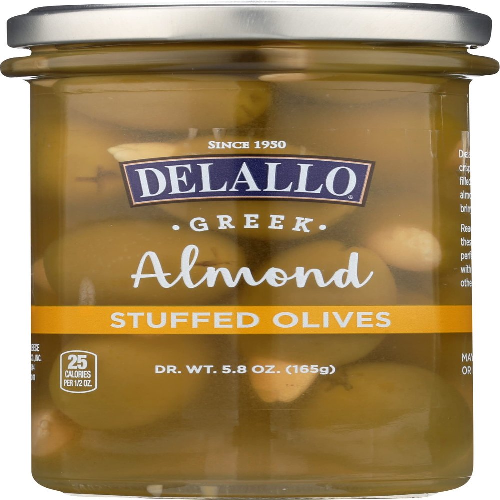 Delallo Olives Almond Stuffed, 5.82 Oz (Pack Of 6)