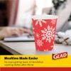 Glad Everyday Disposable Paper Cups, Holiday Red Snowflake Design - Heavy Duty Drinking Cup for All Beverages and Every Day Use, 12 Ounce, 20 Count view 4