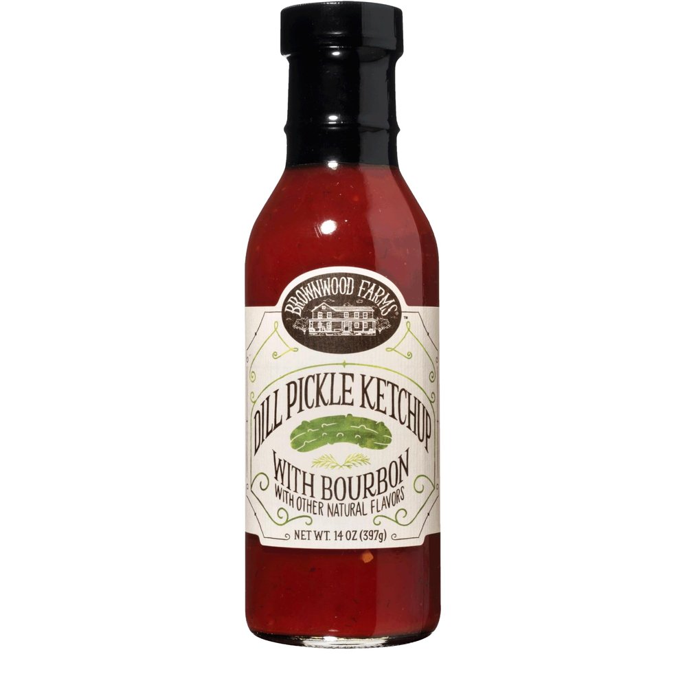 Brownwood Farms Flavored Ketchup with Bourbon, Made in Small Batches, Gluten Free and Delicious, From the Great Lakes Region (Dill Pickle, 14 Ounce)