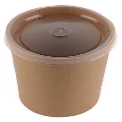 Disposable Kraft Paper Soup Containers with Plastic Lids - Paper Ice Cream Cups - Dessert Bowls , Frozen Yogurt Cups - Food Storage Containers, Microwavable and Freezer Safe Take Out (16oz, 150)
