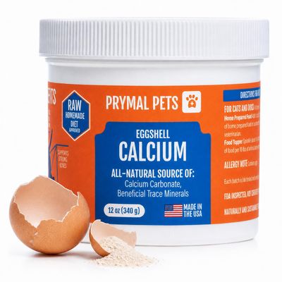 Prymal Pets Eggshell Calcium Powder Supplement for Dogs and Cats - 12 oz