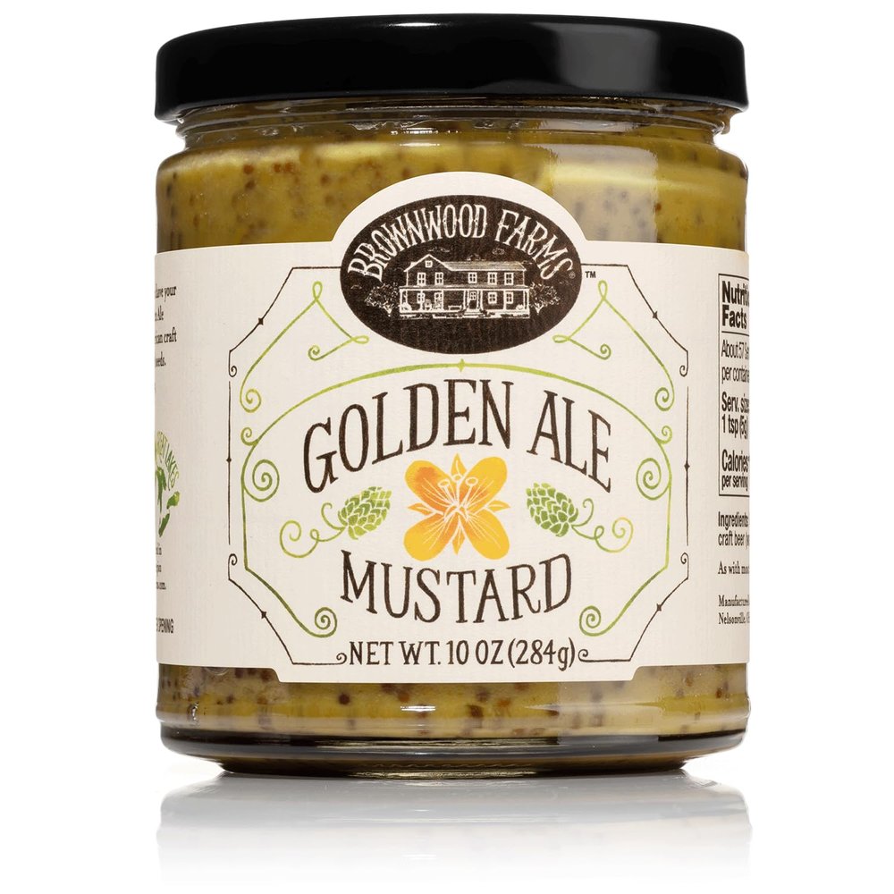 Brownwood Farms Flavored Mustard, Made in Small Batches, Sweet, Hot, Creamy and Delicious, From the Great Lakes Region (Golden Ale, 10 Ounce)